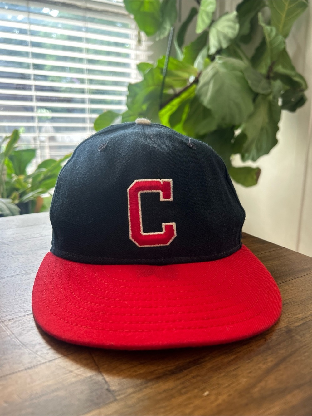 C Logo Vintage Cleveland Indians Hat New Era 7 3/8 Fitted 90s MLB Made USA